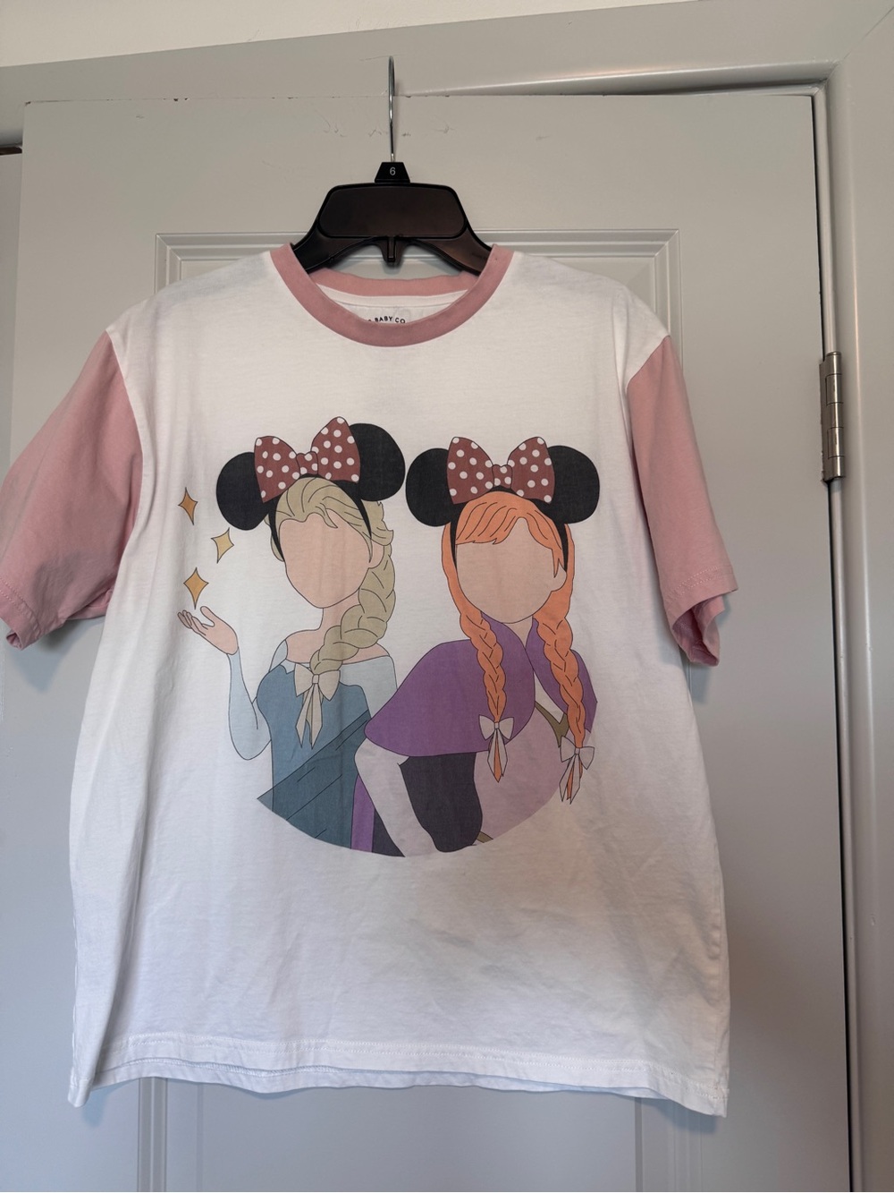 Women’s Pink & White Graphic Tee with Disney Character Ears
